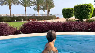 Sexy Monika Fox Swims Naked In Pool And Sea In Hot Country