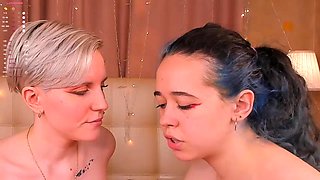 Real Lesbian Lovers Tongue Kissing Passion