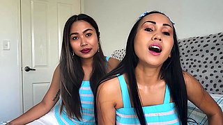 Asian lesbian MILF babes Joon Mali and Anda strapon fucking