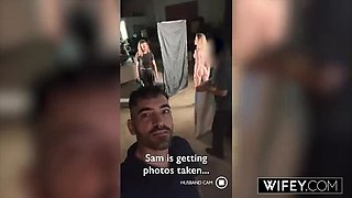 Tiny Blonde Hotwife Sammm Next Door Sucks Monster BBC While Holding Hubby's Hand
