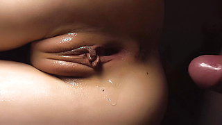 Pussy fucking and creampie close-up