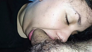 Soft hand and wet mouth sliding and jerking horny cuckold cock