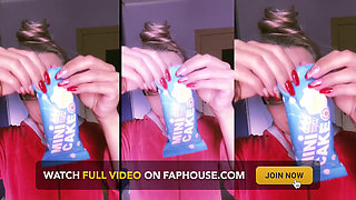 Asmr Red Lipstick and Mini Cake Eating