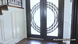 Black bikini beauty drilled by white neighbor