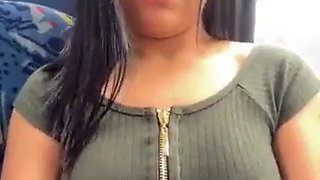 Latina on bus with dildo