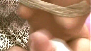 Blonde Cutie Heaven Models Pantyhose Then Gives Head Job