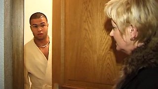 Mature bbw blonde seduces her young French neighbor