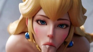 Princess Peach with big huge tits cheats on Mario and fucks him