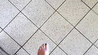 Going Down the Stairs in My Clear Jelly Flipflops