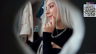 A nice platinum-blonde girl with fat boobies loves a facial