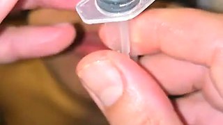Pissing and Cumming in the Syringe and Throwing It Inside My Slutty Stepdaughter's Nose