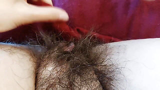 Extremely Hairy Pussy, POV Masturbation, Fingering, Big Labia, Orgasm with Moans