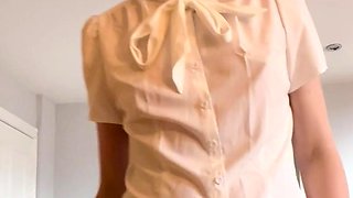 Cute European Camgirl Striptease And Masturbating