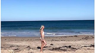 Beach Sex White Shiny Bikini Milf Enjoys Doggystyle