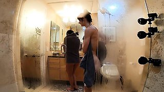 Small tit brunette teen fucks a big cock