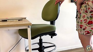 Exhausted girl mistakes office for toilet SOAKS chair