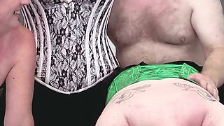 Corseted Reverse Gangbang Foursome - Husband Fucks & Cums in All 3