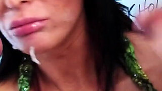 Hot Big Tits MILF Jane Whitehouse Sucks and Fucks Two Big White Cocks in the Gloryhole