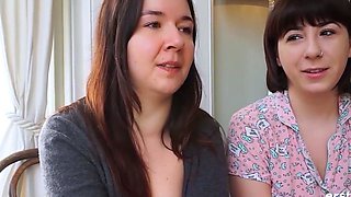 Two super-sexy german brunettes play with toys