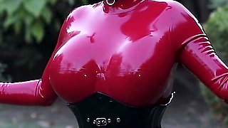 Halloween Special: Red Rubber Devil Playing with Rubber Bound Sub