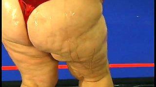 An oiled hairy BBW fucks with her fucker