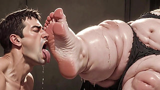 Giant SSBBW Dominates Slave with Foot Licking - Big Feet Worship