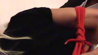 Laura on Heels bound in silver heels and fishnet pantyhose roughly fucked and throated full video