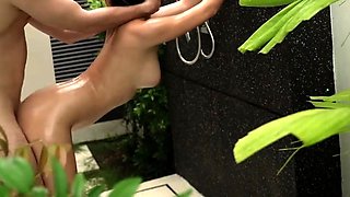 Sexy chick got plumbed in shower by a muddy fuckslut -