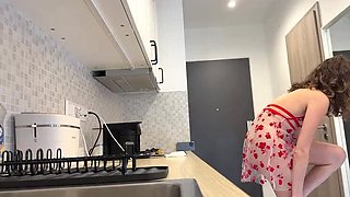 Horny Teen Slut Bored in See-Through Dress Shows Everything