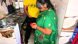 Intense First Time: Desi Stepmom Fucked Hard by Stepson in Kitchen