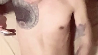 ASIAN INKED BOY JERKING OFF AND CUMMING