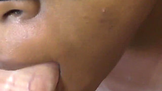 Ebony Slut Blows and Swallows Sperm