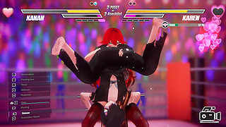 Lesbian Battle BDSM Hentai Game Ep.2 Lesbian Tomboy Defeated Had to Squirt Non Stop on a Bondage Device!
