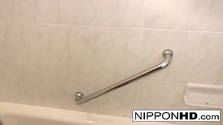 Busty Asian babe takes a hard cock after her bath