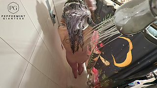 6.7 Tall Amazon Shower Routine POV Overhead Giantess Goddess