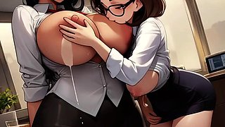 Milky Milfs Breastfeed Each Other At Work