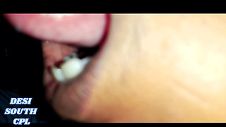 Indian Tamil housewife plowing come in mouth