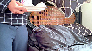 Stepdad interrupts stepdaughter masturbating for her boyfriend! Almost caught her with her pussy wet!