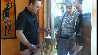 Big Boobed Blonde Slut Gets Gangbanged