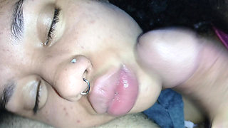 CREAMPIE FACIAL, SHE FUCKED SO HARD I COULDN'T RESIST AND CUMMED