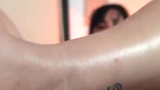 POV Interracial Footjob and Handjob