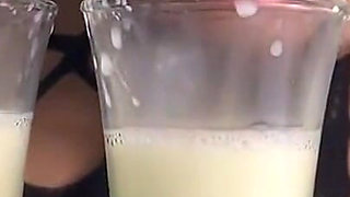 Filling Three Glasses with Fresh Breast Milk From My Full Breasts