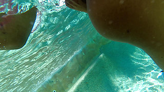 Hot Lesbian Interracial Fun in the Pool