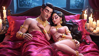 Erotic Cartoon Couple - Passionate Kissing & Romantic Foreplay in Candlelight