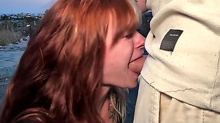 Public Facial For An Alternative Goth After Outdoor Blowjob