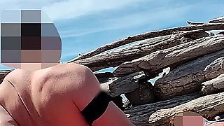 253 - Fingering Wet Pussy on Beach and Gets Caught and Interrupted by Watcher - Misscreamy