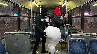 Big Ass Latina in Tight White Pants on the Bus Ends in White Thong