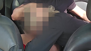 Sex in a Car with a Motorcycle Courier in the Middle of Avenida Central - Cuckold Driving