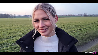 German Blonde PAWG Teen Lisa Get Risky Outdoor Fuck at First Date