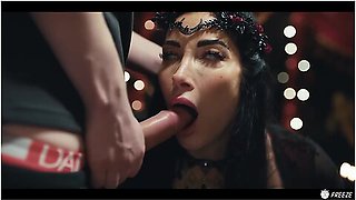 Hot Milf Swallowing Cum - Big Boobs Brunette Facefucked In Time Stop Freeze Porn With Sam Bourne, Freeuse Fantasy And Clea Gaultier